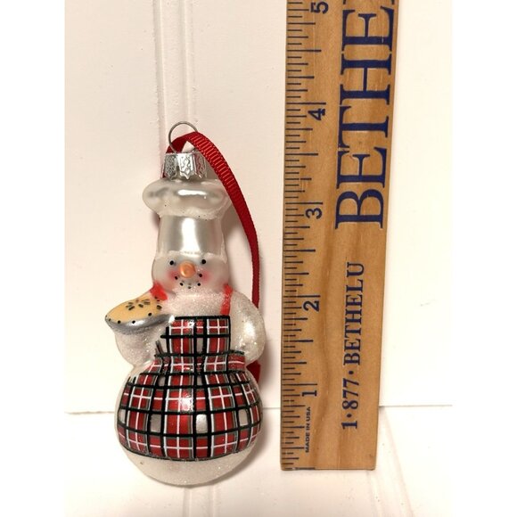 Set of 3 Williams Sonoma Snowman Snowmaids Chef Glass Holiday Ornaments 2009 - Picture 7 of 7